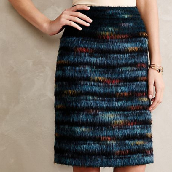Maeve Anthropologie Feathered Wool Skirt Size 6 - Picture 1 of 5